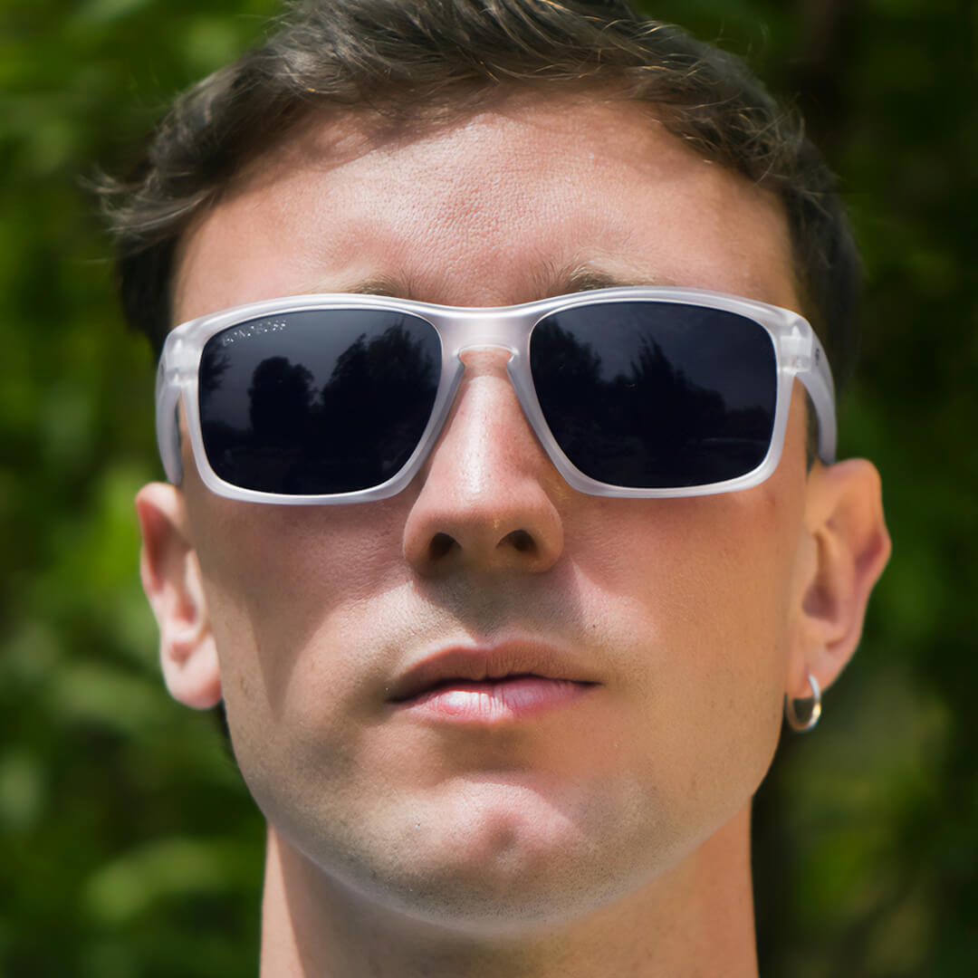 lentes anteojos de sol de platico reciclado rectangulares clasicos color transparente para mujer y hombre #color_transparente