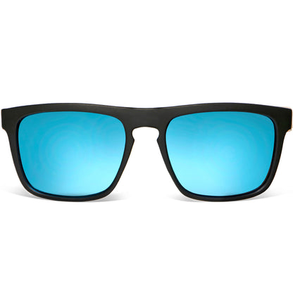 anteojos de sol rectangulares polarizados negros pata de madera  para hombre y mujer con lentes de color #color_negro