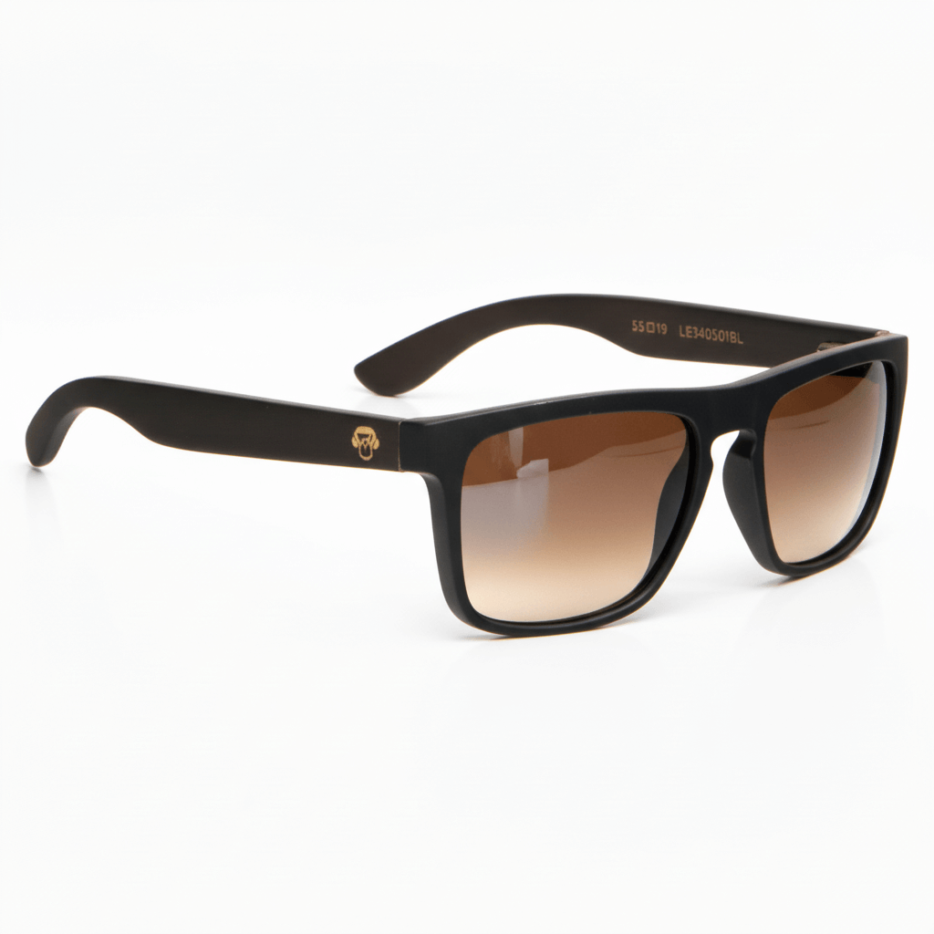 Sunglasses rectangular polarized black pata natural wood d nogal in a front view with color lenses gradient brown mirroreds silver moda Bonoboss #color_flash-silver