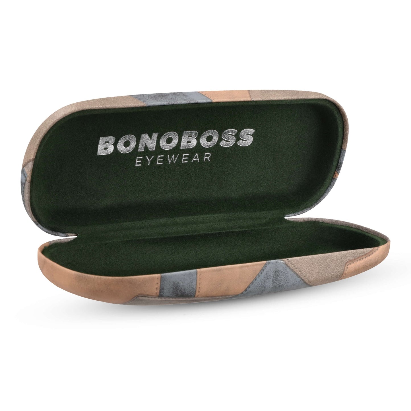 estuche almeja para anteojos gafas lentes opticos de lectura tipo almeja duro distribuidor mayorista color cafe con microfibra interior verde #color_cafe