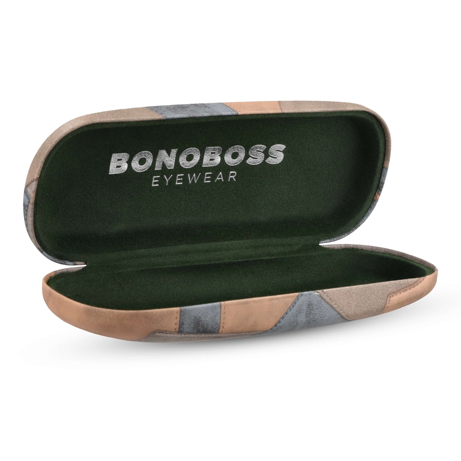 estuche almeja para anteojos gafas lentes opticos de lectura tipo almeja duro distribuidor mayorista color cafe con microfibra interior verde #color_cafe