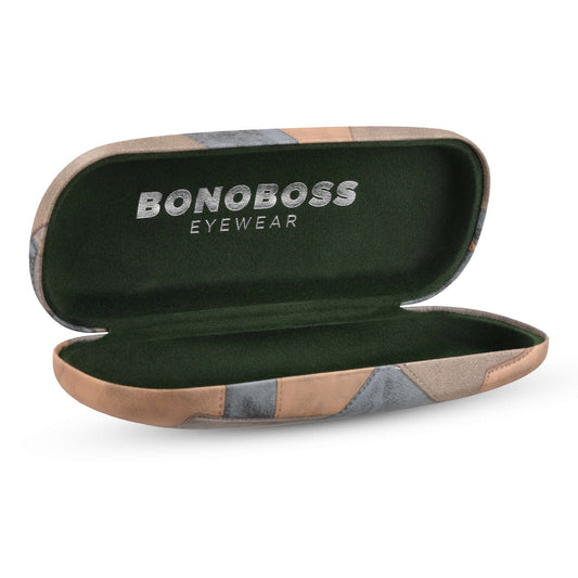 estuche almeja para anteojos gafas lentes opticos de lectura tipo almeja duro distribuidor mayorista color cafe con microfibra interior verde #color_cafe