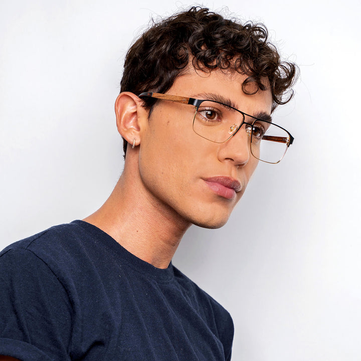 Lenses metalicos rectangular stainless steel wood optical prescription bifocales multifocales men women retro vision sustainable mayorista distribuidor.jpg Bonoboss #color_dorado