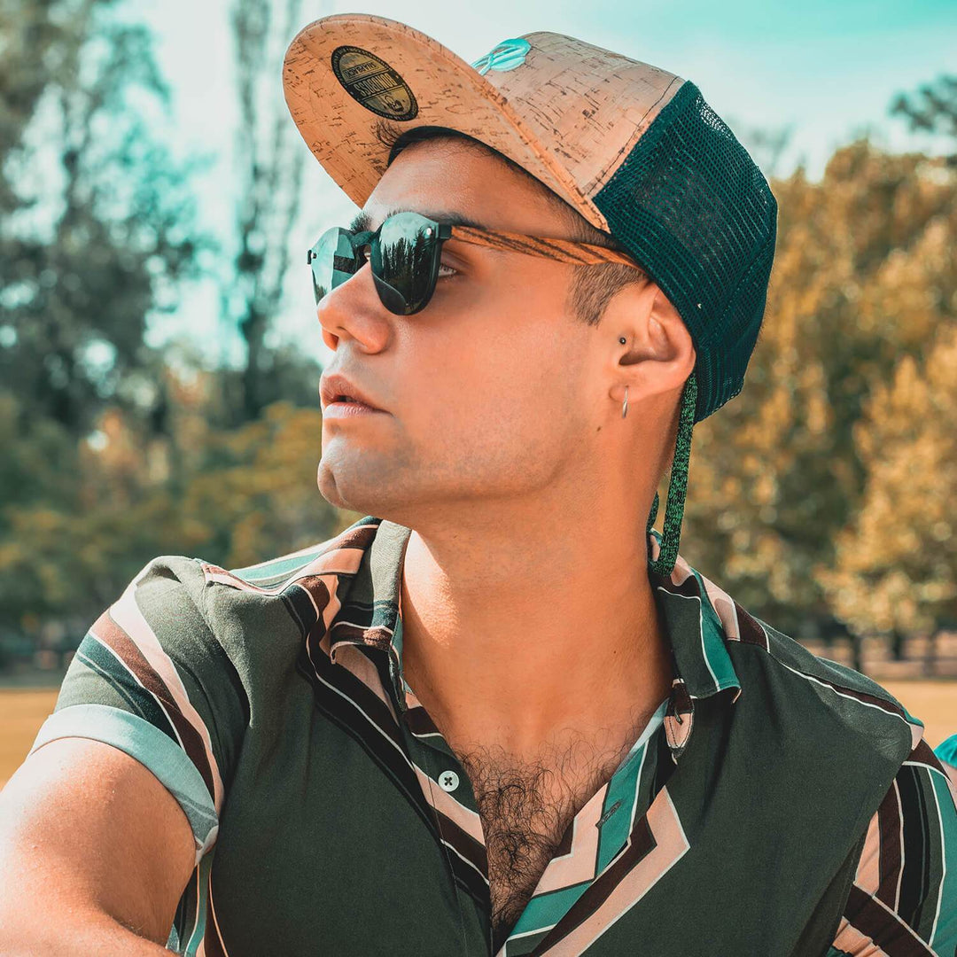 Gafas de sol UV400 Osorno Smoke Nogal en foto de producto de frente, micas polarizadas UV400