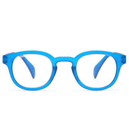 anteojo lectura filtro azul color azul redondeado para hombre mujer moda sustentable botellas plasticas recicladas