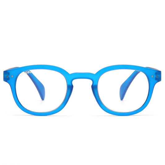 anteojo lectura filtro azul color azul redondeado para hombre mujer moda sustentable botellas plasticas recicladas