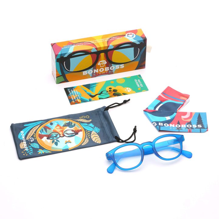 Lenses lectura hawaii blue round filtro luz blue UV protection400 antirreflejo blue mate unisex bonoboss