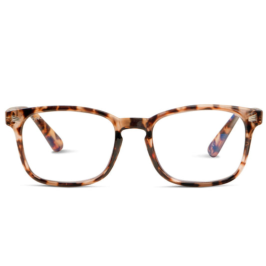 anteojos lentes de lectura filtro azul para hombre y mujer cara redonda distribuidor mayorista optica lentes sustentables plastico reciclado color carey vista frontal