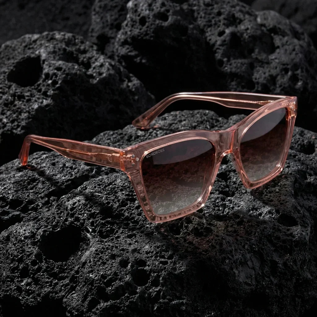Lenses sun bruna retro polarized polarized UV400 damasco sobre roca volcanica textura natural bonoboss #editorial_detail1 #color_damasco