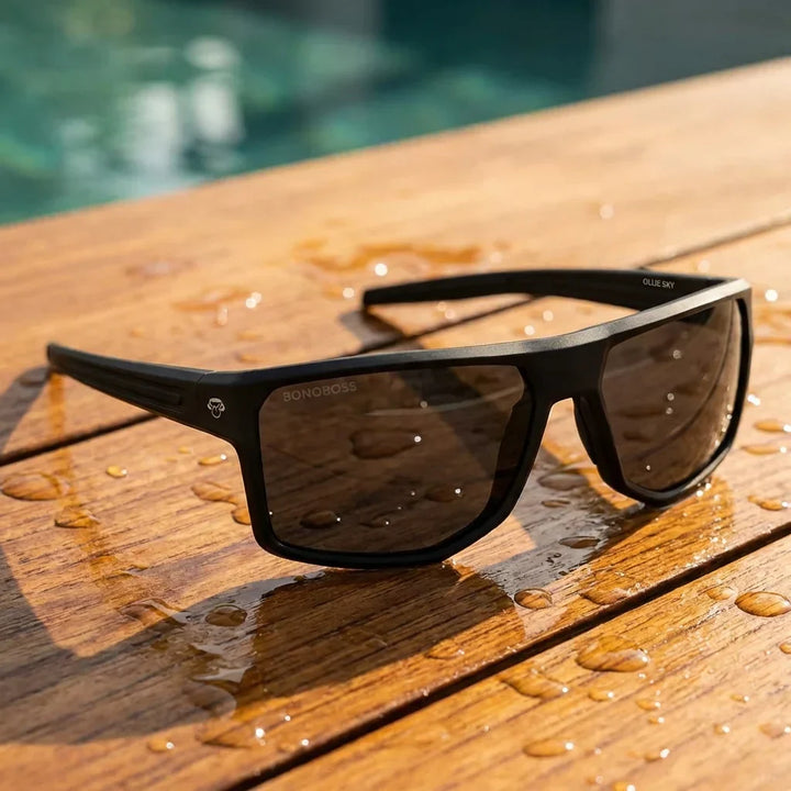 Lenses sun ollie polarized UV400 bio-acetate black sobre teca with agua fresca natural contraste bonoboss #editorial_grid1 #color_negro