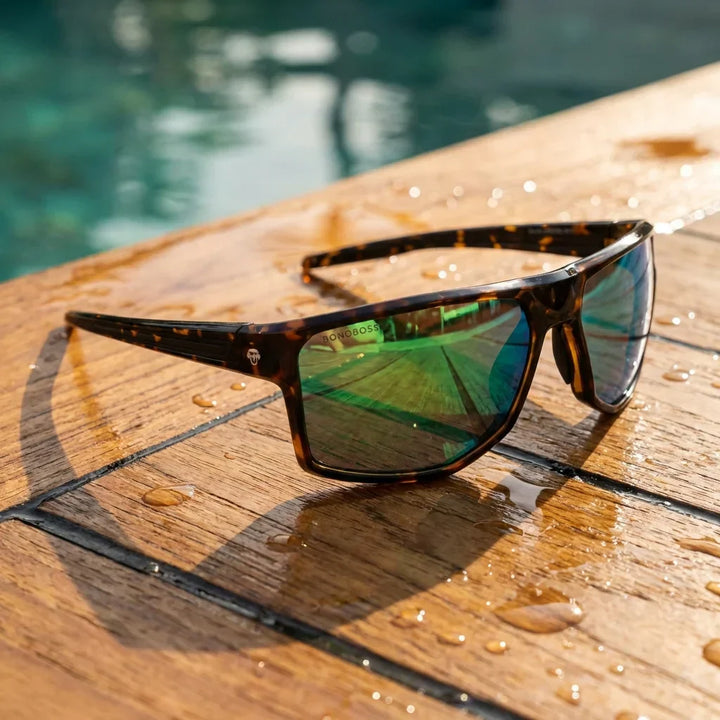 Lenses sun ollie polarized bio-acetate biodegradable mirrored green botanical composition monstera bonoboss #editorial_grid2 #color_espejado-verde
