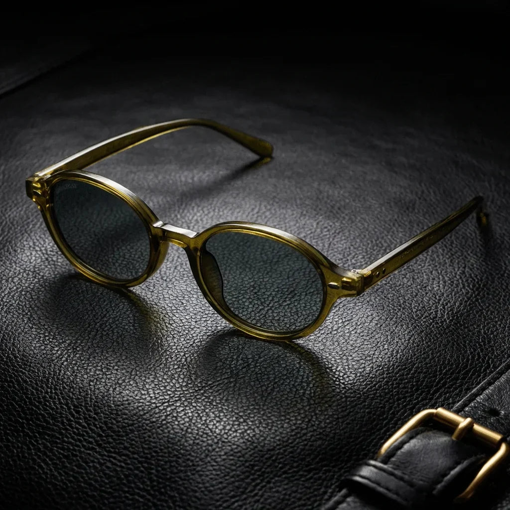 Lenses sun capri polarized UV400 rpet recycled olive light sobre black leather premium brass detail bonoboss #editorial_grid1 #color_olive-light