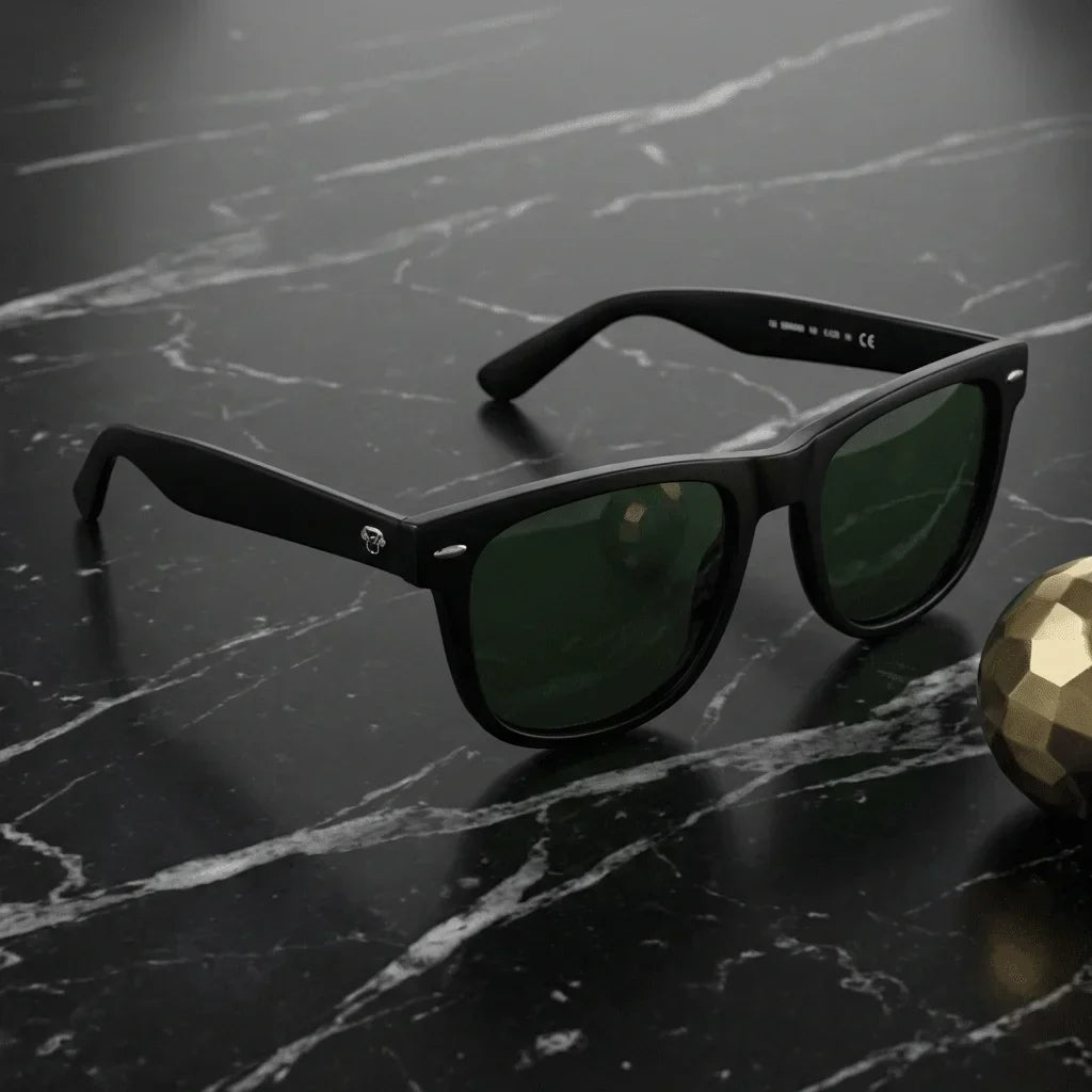 Lentes sol Acacia XL Vintage Sol Polarizado UV400 G15 sobre marmol negro superficie elegante premium Bonoboss #editorial_polarizado #color_g15