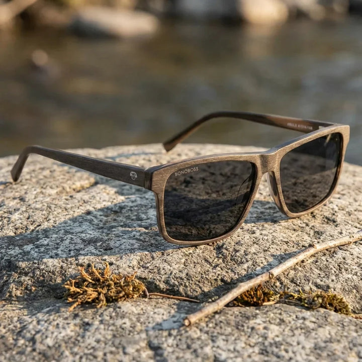 Lenses sun keule xl polarized UV400 wood cacao Patagonian landscape sustainable nature bonoboss #editorial_sustentabilidad #color_cacao