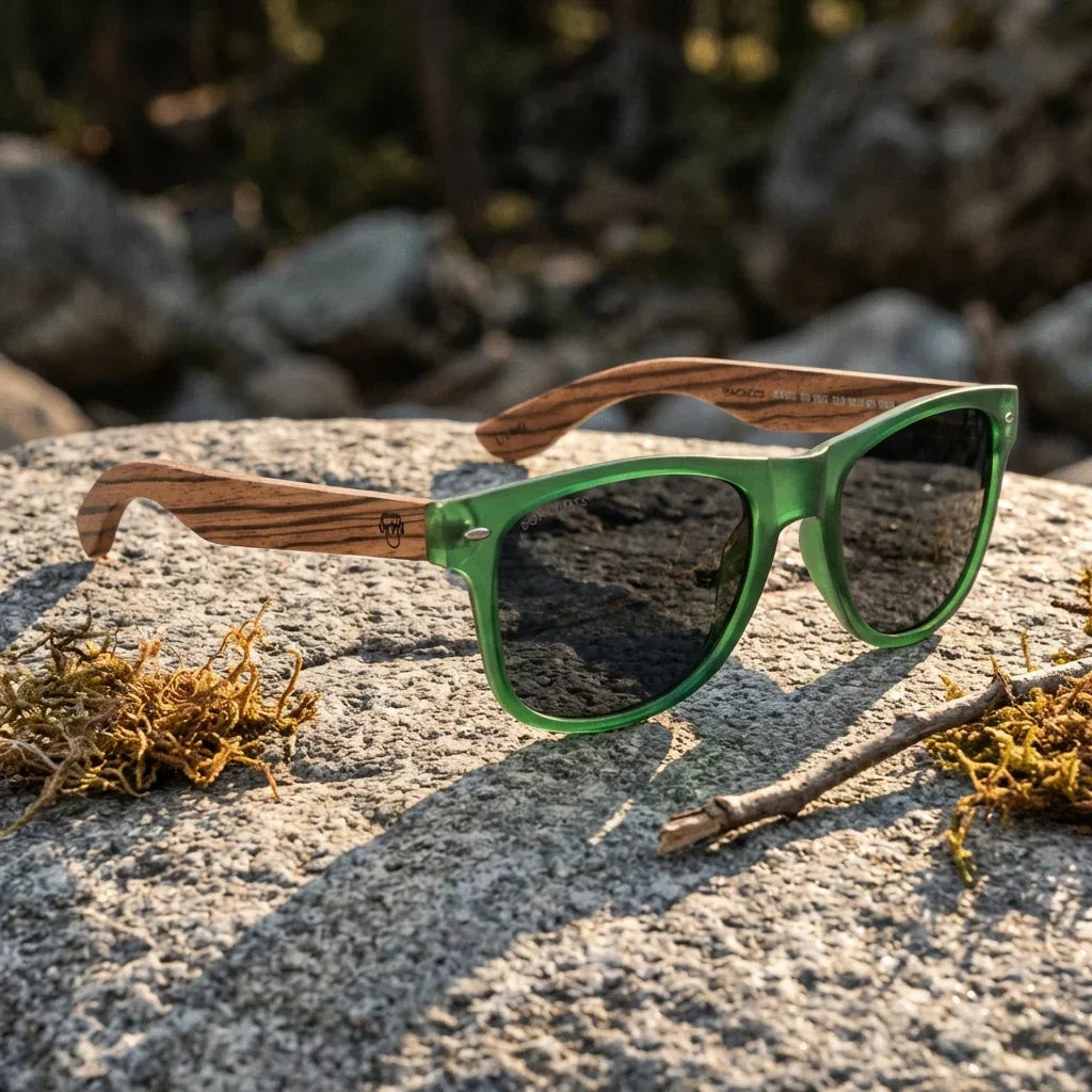 Lentes sol Acacia polarizados UV400 madera zebrano Forest Smoke paisaje patagonico naturaleza sustentable Bonoboss #editorial_sustentabilidad #color_forest-smoke