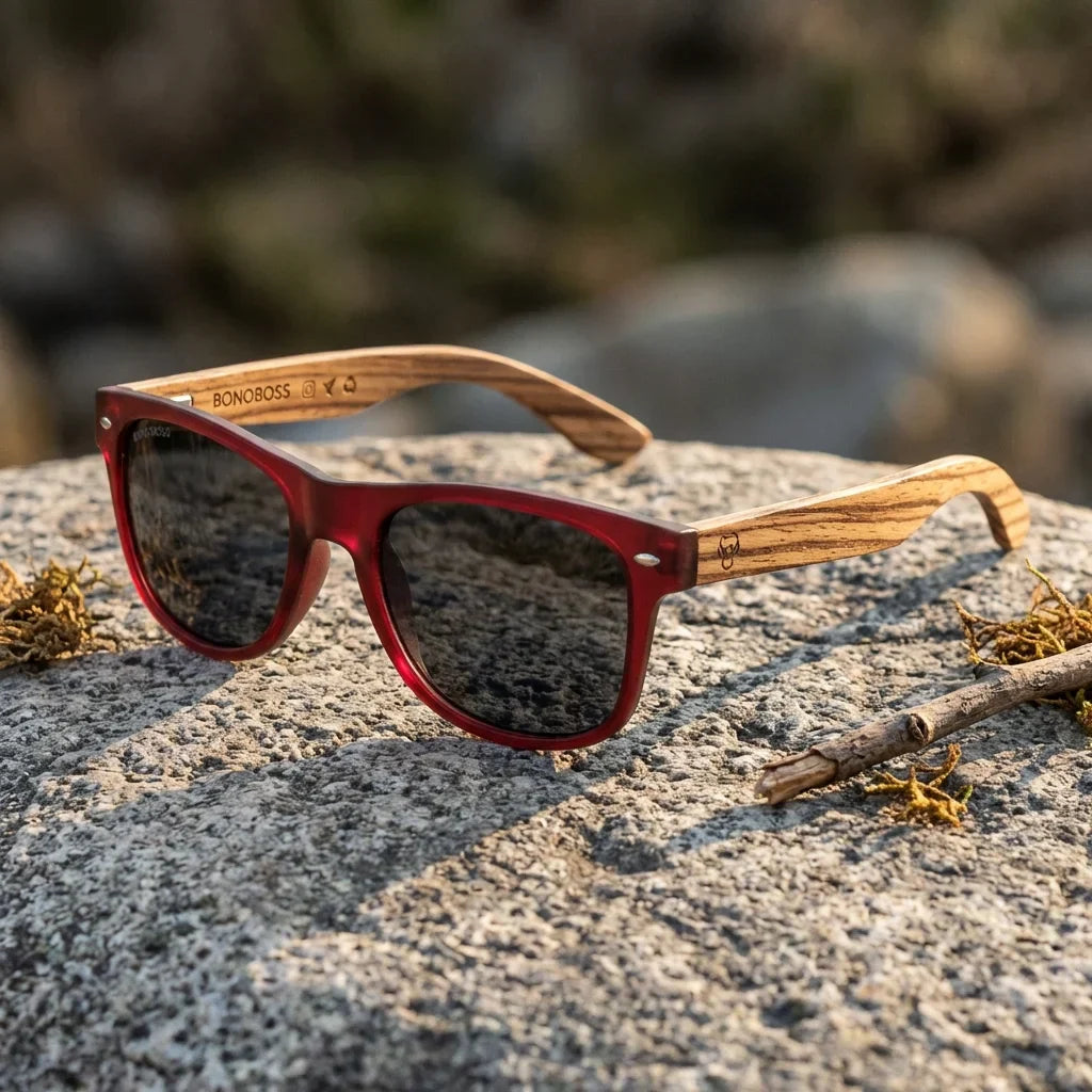 Lentes sol Acacia polarizados UV400 madera zebrano Wine Smoke paisaje patagonico naturaleza sustentable Bonoboss #editorial_sustentabilidad #color_wine-smoke