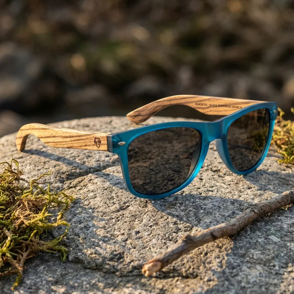 Lentes sol Acacia polarizados UV400 madera zebrano Ocean Smoke paisaje patagonico naturaleza sustentable Bonoboss #editorial_sustentabilidad #color_ocean-smoke