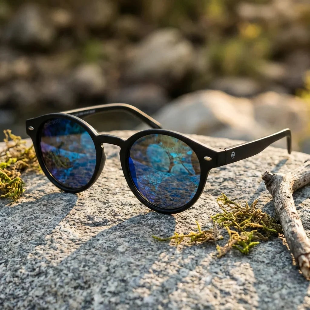 Lentes sol Joplin RPET polarizados UV400 RPET reciclado del oceano espejado azul roca patagonica textura natural silvestre Bonoboss #editorial_detail2 #color_espejado-azul