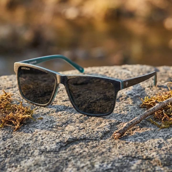 Lenses sun keule polarized UV400 wood darkblue roca patagonica textura natural silvestre bonoboss #editorial_sustentabilidad #color_darkblue