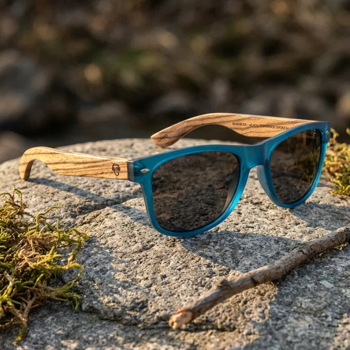 Lenses sun acacia polarized UV400 wood zebrawood ocean smoke Patagonian landscape sustainable nature bonoboss #editorial_sustentabilidad #color_ocean-smoke