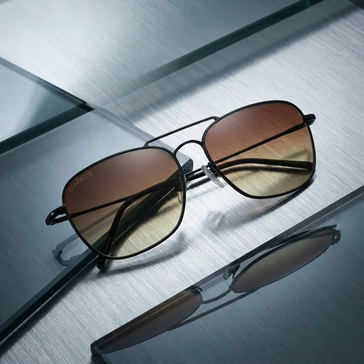 Lenses sun commander reverse polarized UV400 metal gun sobre superficie metal brushed industrial premium bonoboss #editorial_grid1 #color_gun