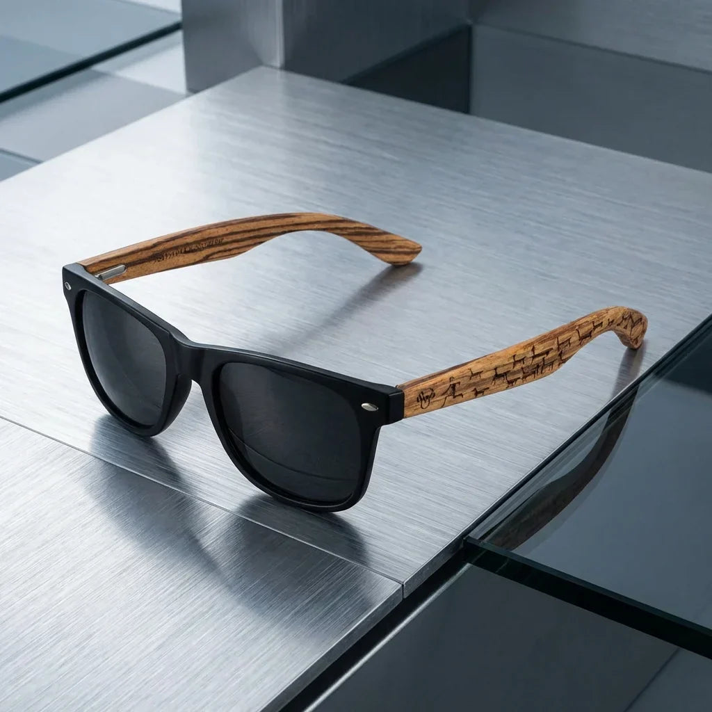 Lentes sol Acacia Designers polarizados UV400 llamas sobre superficie metal brushed industrial Bonoboss #editorial_grid1 #color_llamas