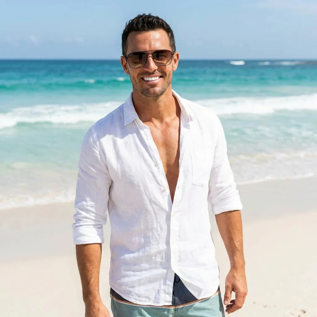Men wearing lenses sun commander reverse metal polarized gun playa oceano UV protection400 bonoboss #editorial_detail1 #color_gun