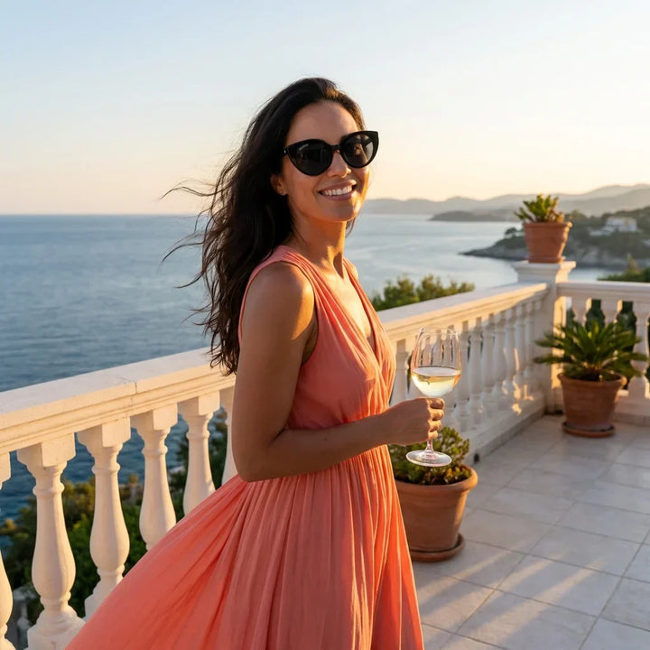 Women wearing lenses sun hannover bio-acetate polarized black playa costa sun protection UV400 verano bonoboss #editorial_detail2 #color_negro