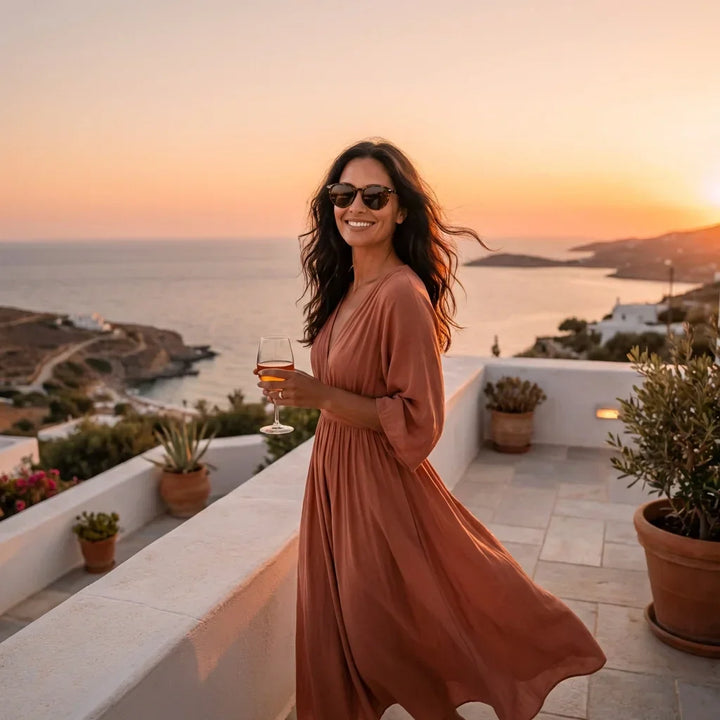 Women wearing lenses sun henua bio-acetate polarized tortoise playa arena oceano UV protection estilo coastal bonoboss #editorial_detail2 #color_carey