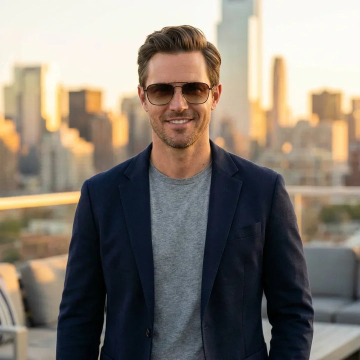 Men wearing lenses sun commander reverse metal polarized gun estilo urbano ciudad moderna bonoboss #editorial_sustentabilidad #color_gun