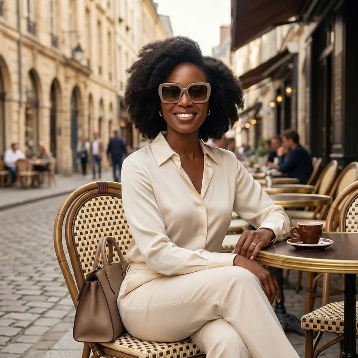Women wearing lenses sun alaska polarized brown estilo urbano ciudad moderna bonoboss #editorial_sustentabilidad #color_brown