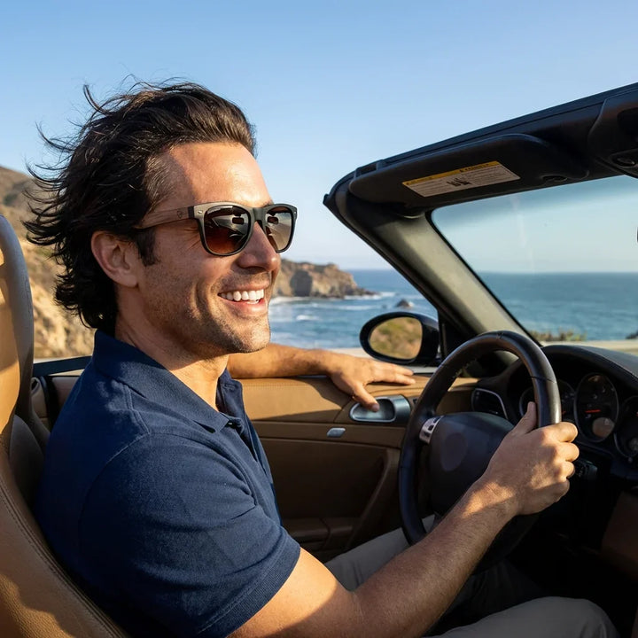 Men wearing lenses sun acacia nogal polarized gradient brown driving sun protection UV400 bonoboss #editorial_detail1 #color_gradiente-cafe