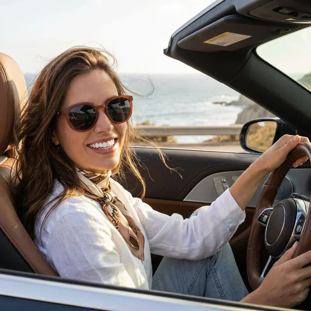Women wearing lenses sun meli wine wood wine polarized polarized black women driving sun protection UV400 bonoboss #editorial_detail1 #color_negro