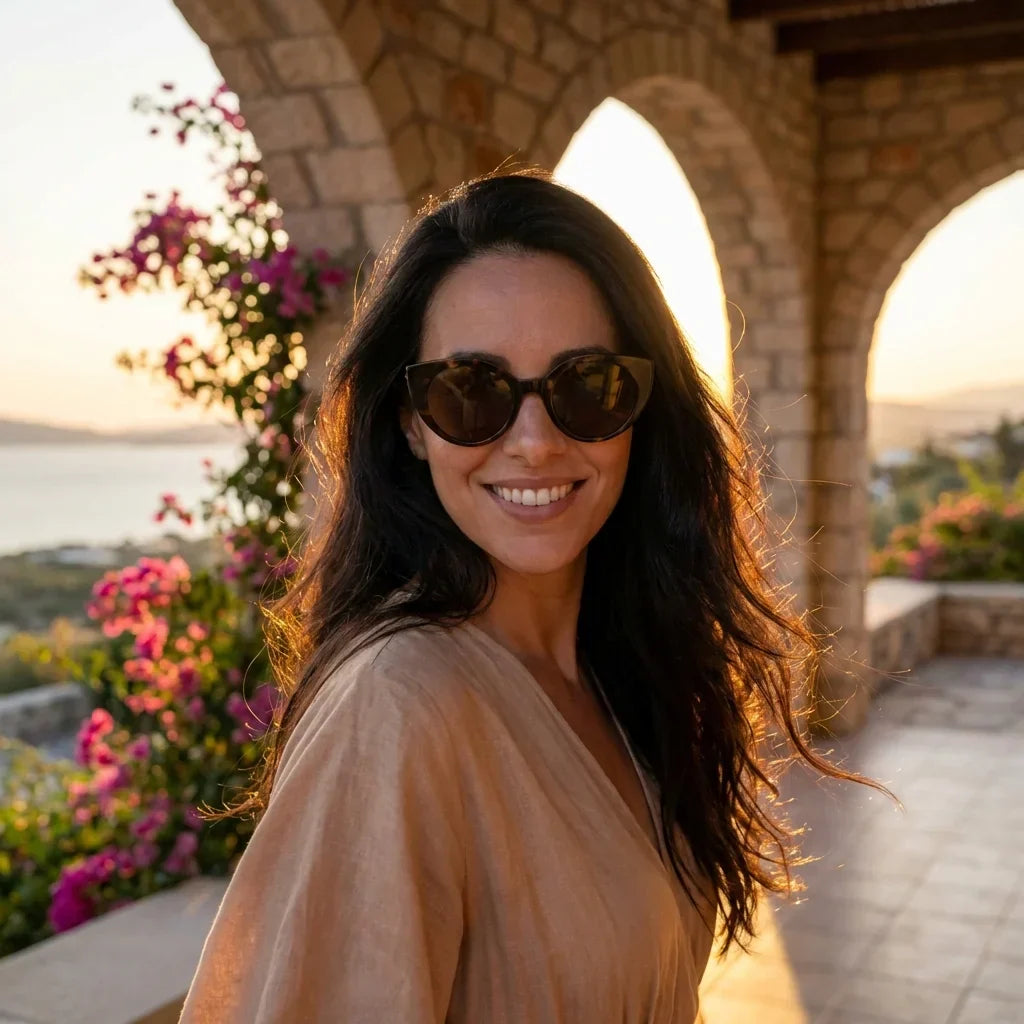 Women wearing lenses sun hannover bio-acetate polarized tortoise aventura outdoor sendero sustainable nature bonoboss #editorial_sustentabilidad #color_carey