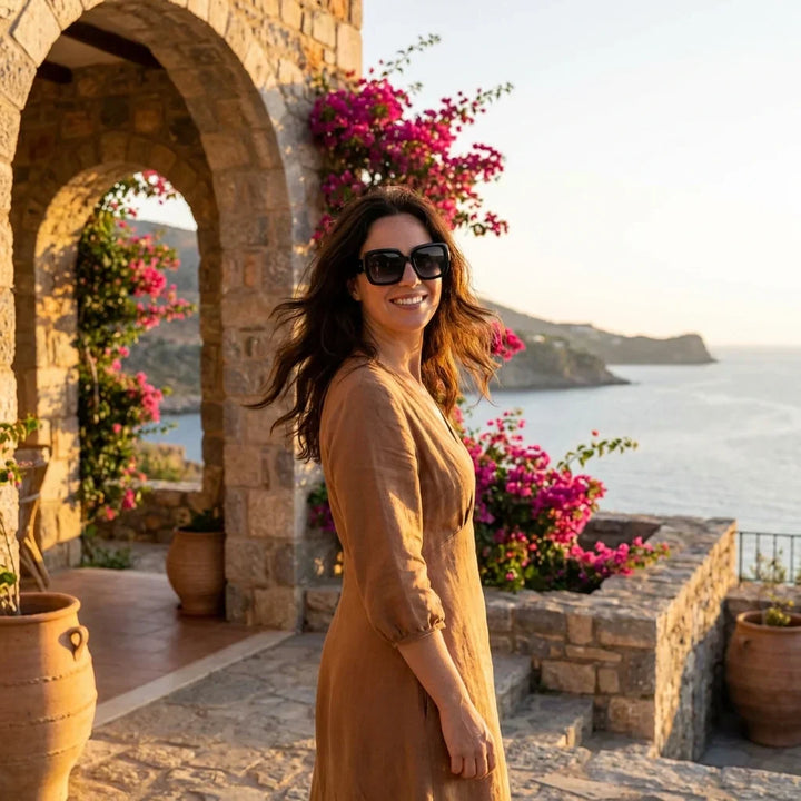 Women wearing lenses sun alaska polarized black golden hour sunset gold elegante bonoboss #editorial_sustentabilidad #color_negro