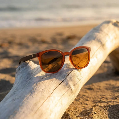 Lentes sol Meli Wine polarizados madera wine polarizado Brown sobre driftwood dorado reflejo lente Bonoboss #editorial_detail2 #color_brown
