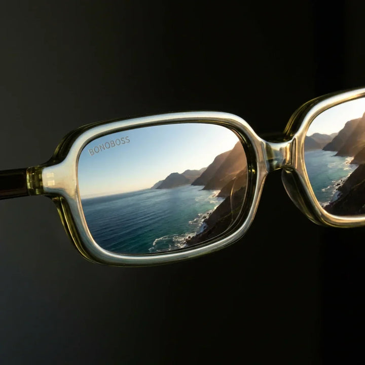 Lenses sun navarino polarized UV400 bio-acetate green close-up lente reflejo paisaje coastal infinito bonoboss #editorial_polarizado #color_verde