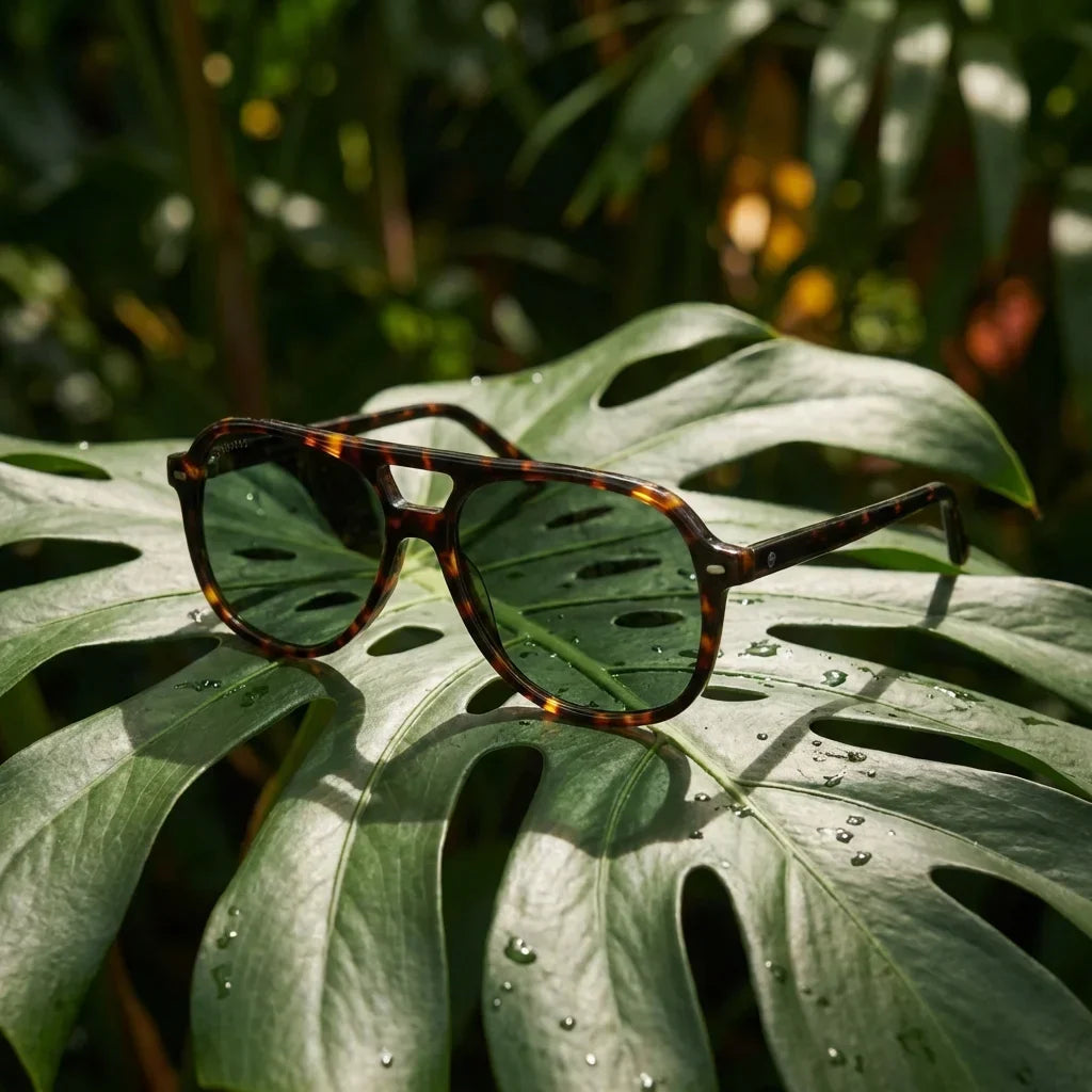 Lenses sun orson e.d polarized bio-acetate tortoise botanical composition monstera tropical biodegradable bonoboss #editorial_grid2 #color_carey