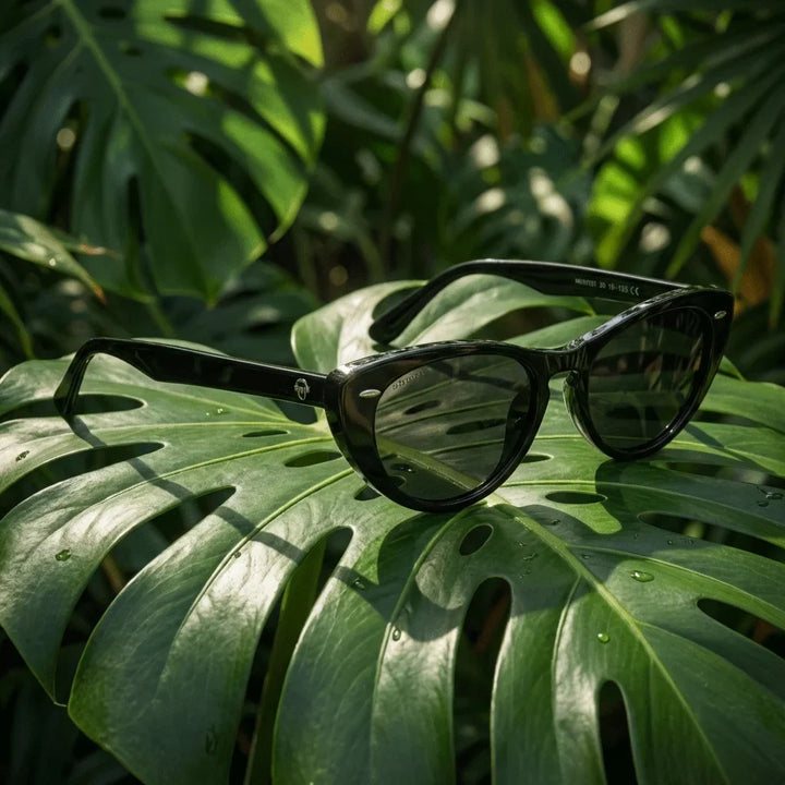 Lenses sun havana polarized bio-acetate black botanical composition monstera tropical biodegradable bonoboss #editorial_grid2 #color_negro