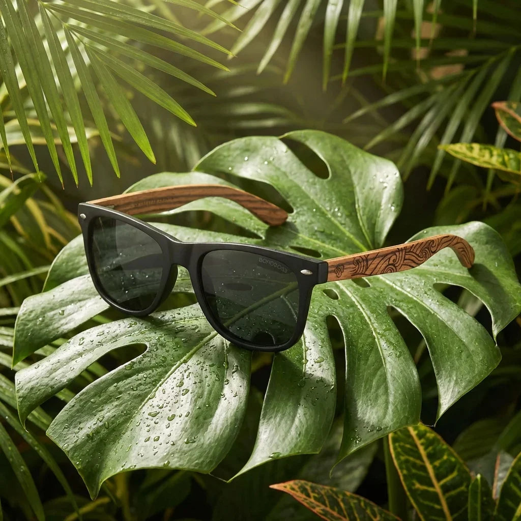 Lentes sol Acacia Designers polarizados waves composicion botanica hoja monstera tropical Bonoboss #editorial_grid2 #color_waves