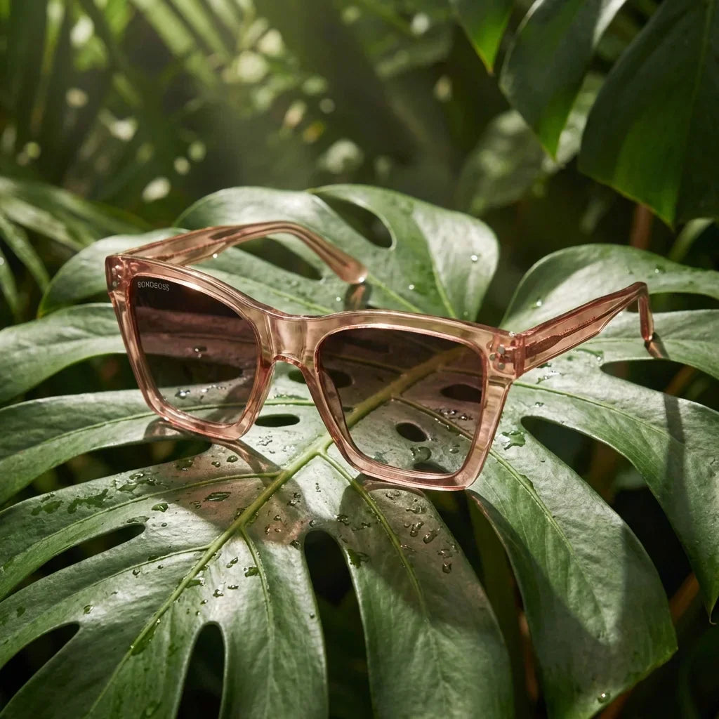 Lenses sun bruna retro polarized polarized damasco botanical composition hoja monstera tropical bonoboss #editorial_grid2 #color_damasco