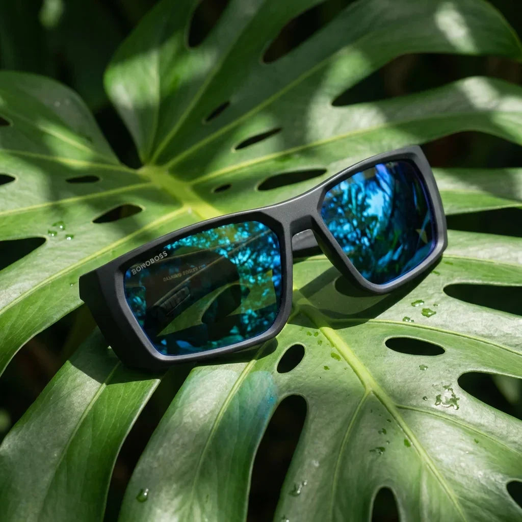 Lentes sol Salmon Seeker polarizados bio-acetato biodegradable sky composicion botanica outdoor naturaleza Bonoboss #editorial_grid2 #color_sky