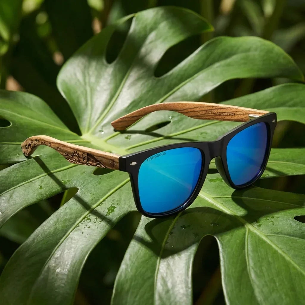 Lentes sol Acacia Designers polarizados surf sky composicion botanica hoja monstera tropical Bonoboss #editorial_grid2 #color_surf-sky
