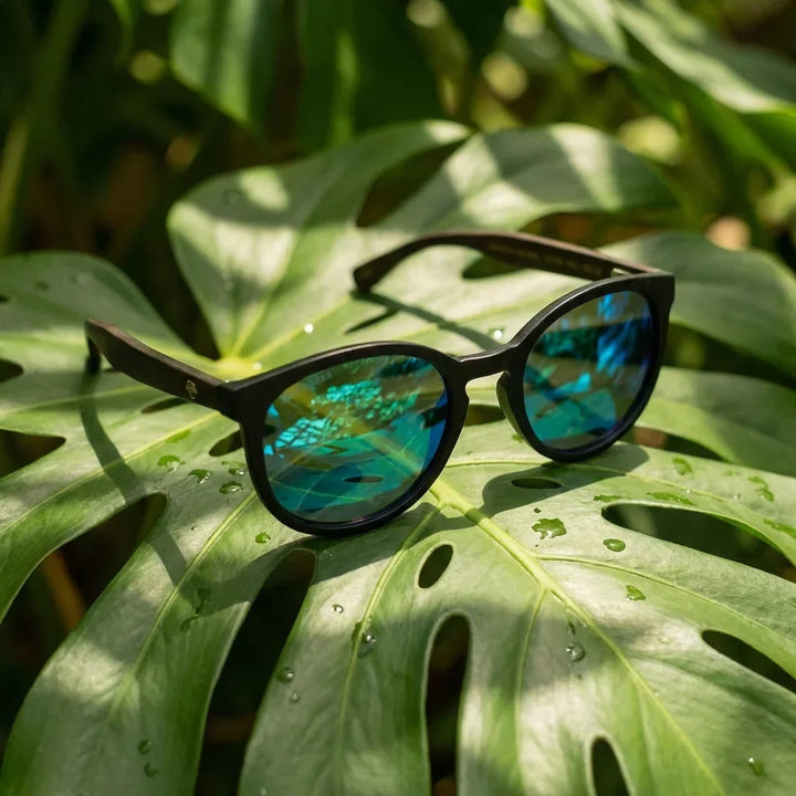 Lenses sun meli dark polarized bio-acetate black sobre teca with agua bonoboss #editorial_detail1 #color_negro