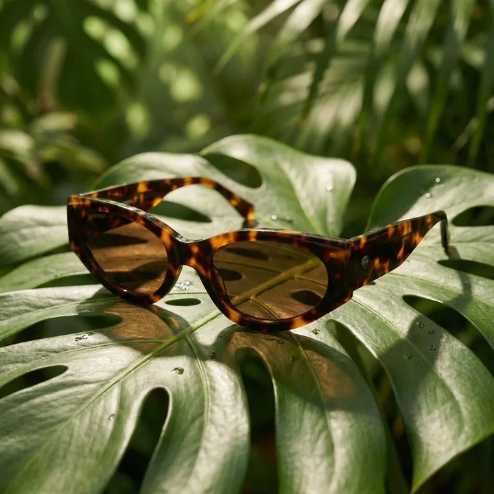 Women wearing lenses sun milan bio-acetate polarized tortoise playa arena oceano UV protection400 estilo verano bonoboss #editorial_banner #color_carey