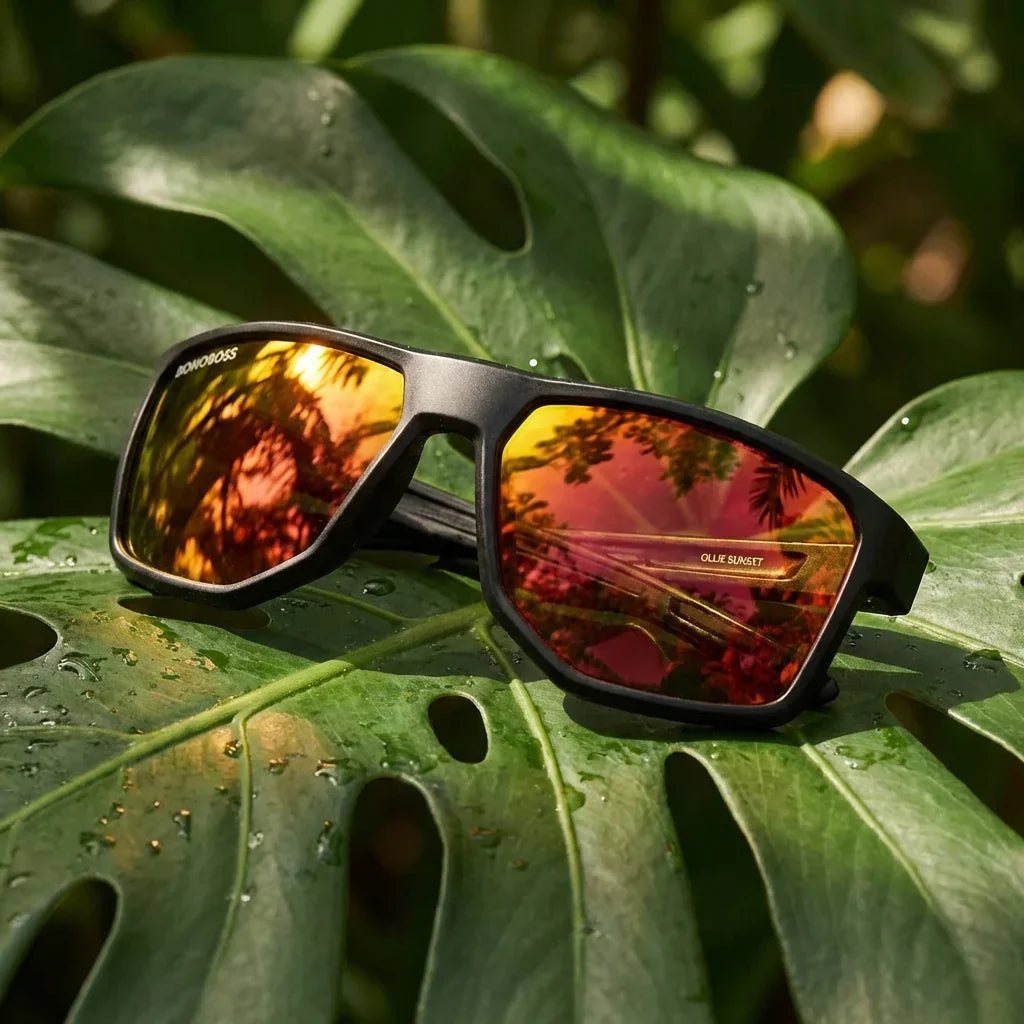 Lenses sun ollie polarized UV400 bio-acetate blue sobre roca volcanica textura natural contraste bonoboss #editorial_grid1 #color_azul