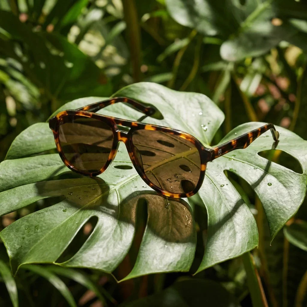 Lenses sun orson polarized UV400 bio-acetate tortoise sobre terracota textura artesanal tonos calidos bonoboss #editorial_grid1 #color_carey