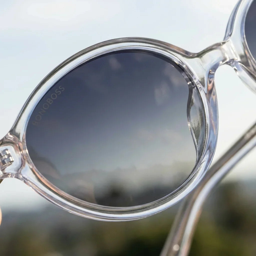 Lentes sol Guapi Island polarizados UV400 bio-acetato transparente close-up lente coating espejado precision Bonoboss #editorial_polarizado #color_transparente