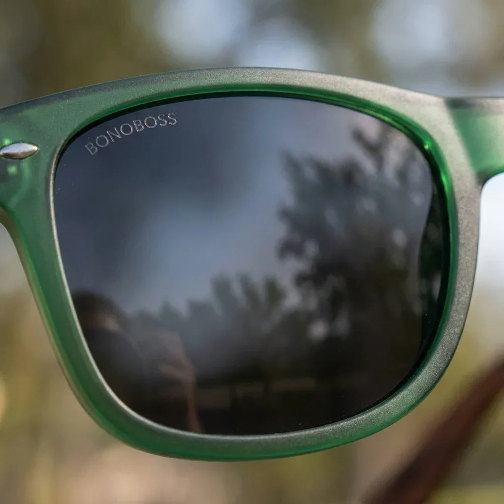 Lenses sun acacia polarized UV400 wood zebrawood forest smoke lens detail mirrored coating optical precision bonoboss #editorial_detail1 #color_forest-smoke