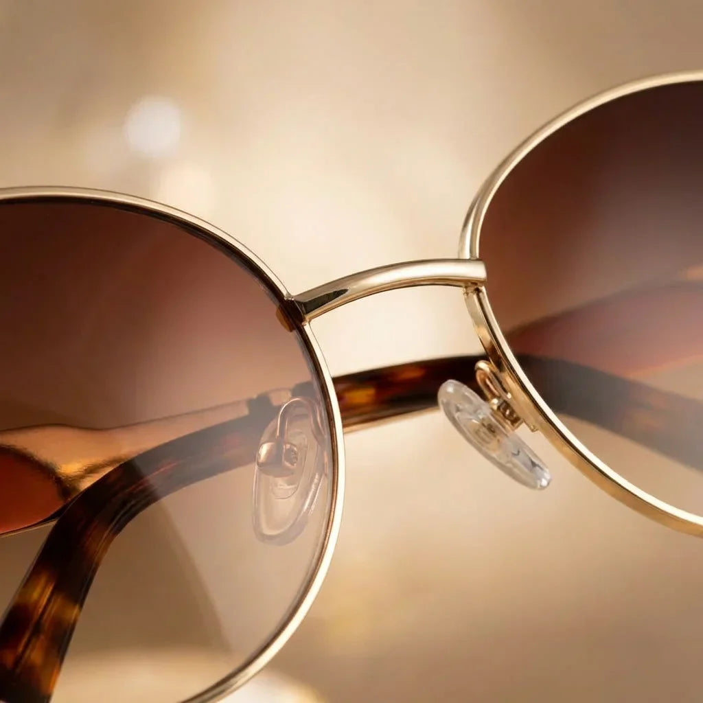 Lenses sun new lennon polarized UV400 bio-acetate brown close-up acetate textura vetas detalle material premium bonoboss #editorial_grid1 #color_brown